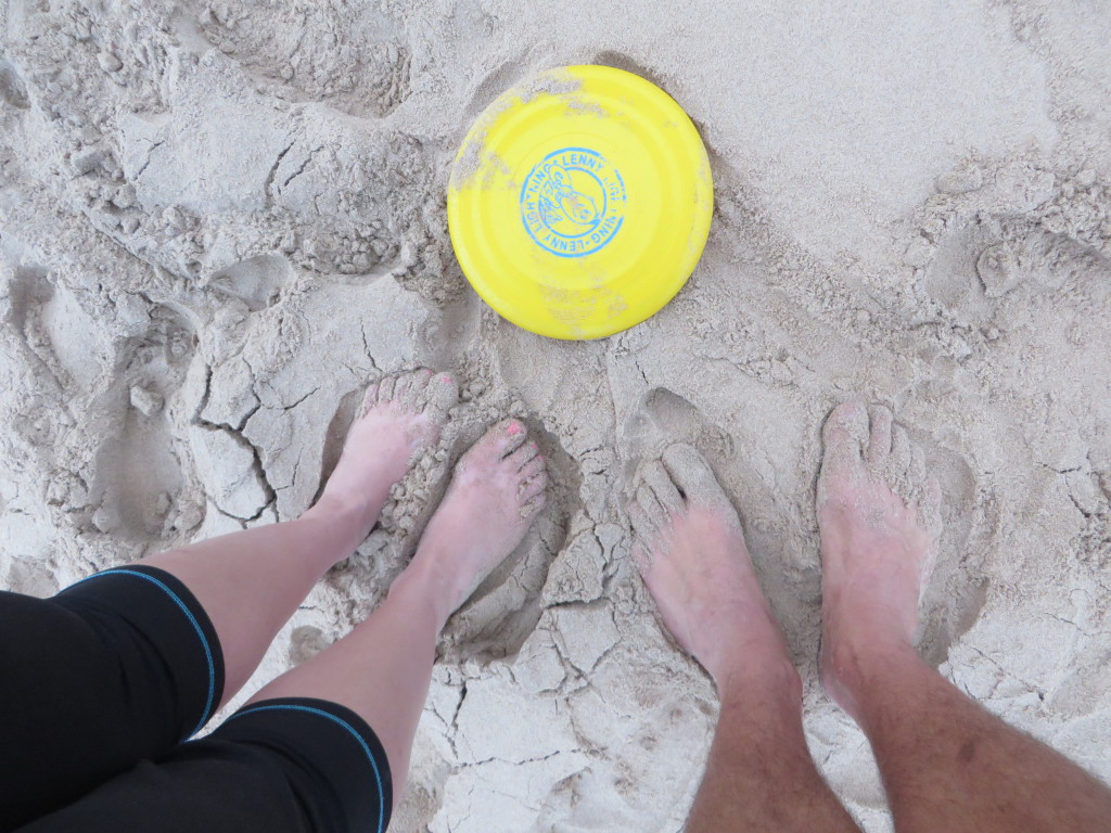 Selfie, no a footsie - our Frisbee goes wherever we go...probably the most travelled Frisbee ever!